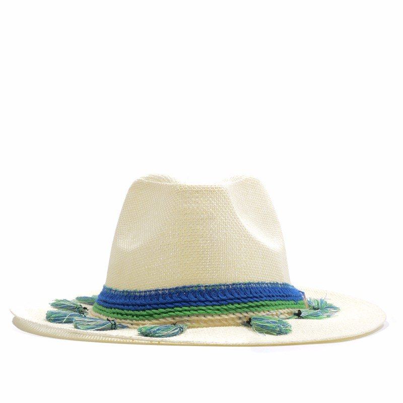 Straw Hat with colored ribbon