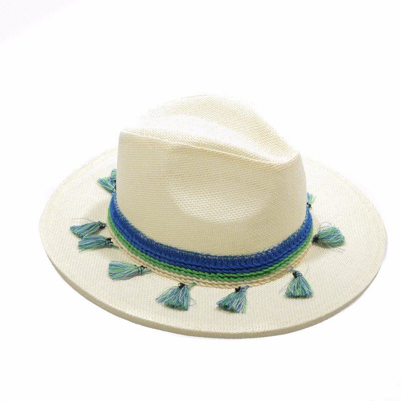 Straw Hat with colored ribbon