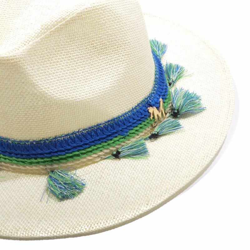 Straw Hat with colored ribbon
