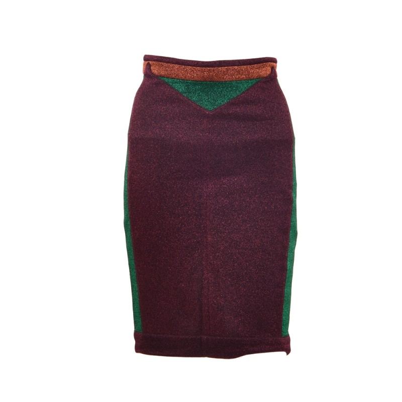 Metallic Color Block Skirt