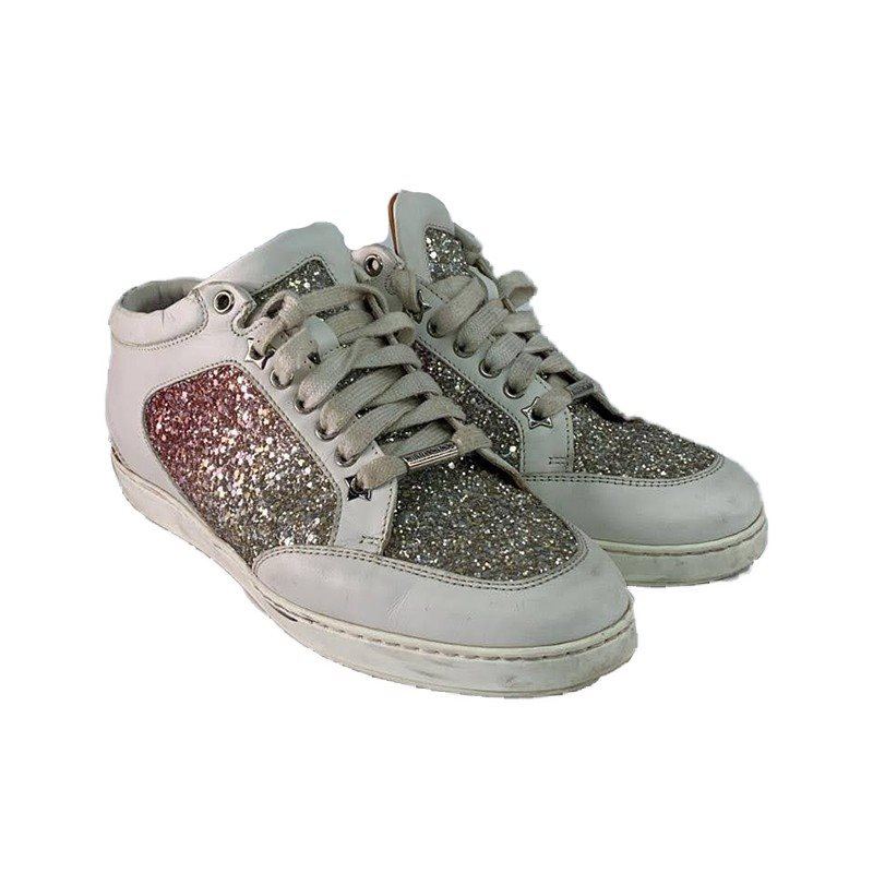 Jimmy Choo White Sneakers With Multicolor Glitter