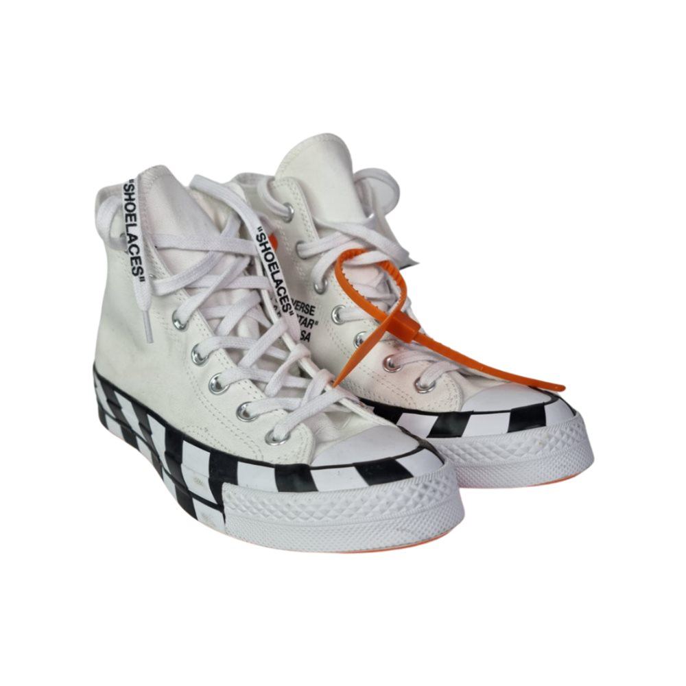 Off White Ankle Sneakers With Bicolor Sole