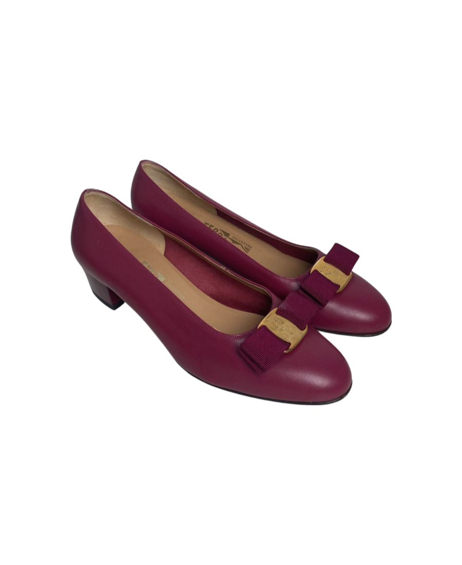 Salvatore Ferragamo Low Heeled Bordeoux Ballerina Shoes